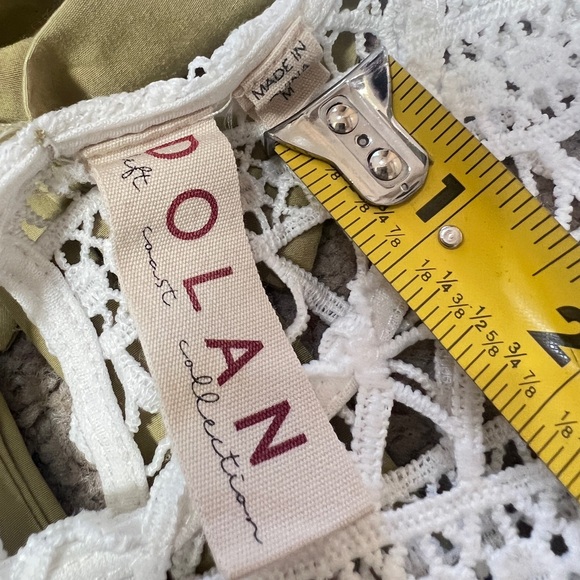 Anthropologie DOLAN‎ white Puff-Sleeve Crochet Bow  Back Top size medium girly - Picture 7 of 8